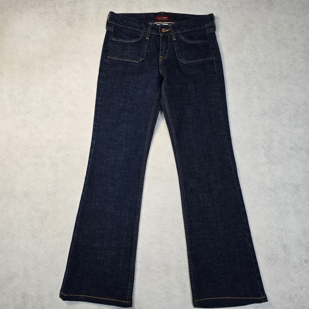 Levis 545 Low Boot Cut Jeans Dark Wash Blue Denim‎ Womens 30x30 Patch Pockets